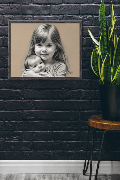 Big Sister and Baby Sister Acrylic Print | Family Wall Art | Sisterhood Decor | Sentimental Artwork for Kids’ Room | Gift for Sisters