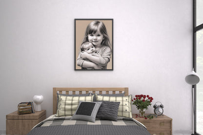 Big Sister and Baby Sister Acrylic Print | Family Wall Art | Sisterhood Decor | Sentimental Artwork for Kids’ Room | Gift for Sisters