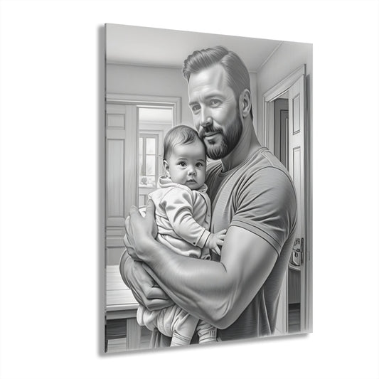 Father and Daughter Acrylic Print | Sentimental Family Wall Art | Parent and Child Decor | Heartwarming Gift for Dad