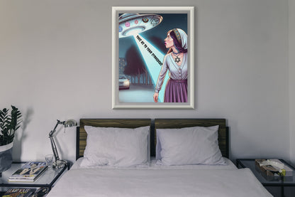 Acrylic Prints of a Jewish Woman in a UFO, Acrylic Prints, Jewish Prints, Jewish Photos