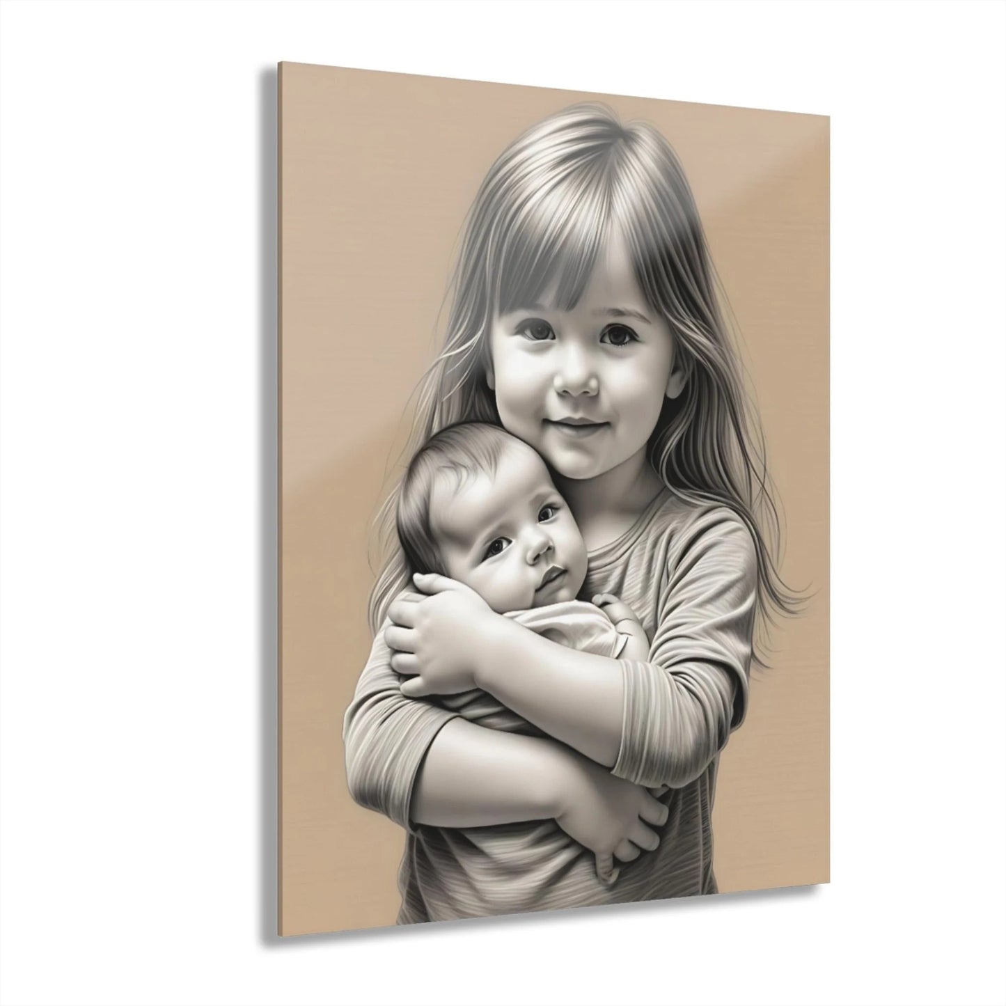 Big Sister and Baby Sister Acrylic Print | Family Wall Art | Sisterhood Decor | Sentimental Artwork for Kids’ Room | Gift for Sisters
