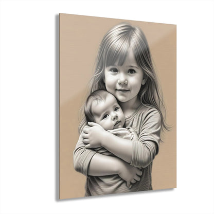 Big Sister and Baby Sister Acrylic Print | Family Wall Art | Sisterhood Decor | Sentimental Artwork for Kids’ Room | Gift for Sisters