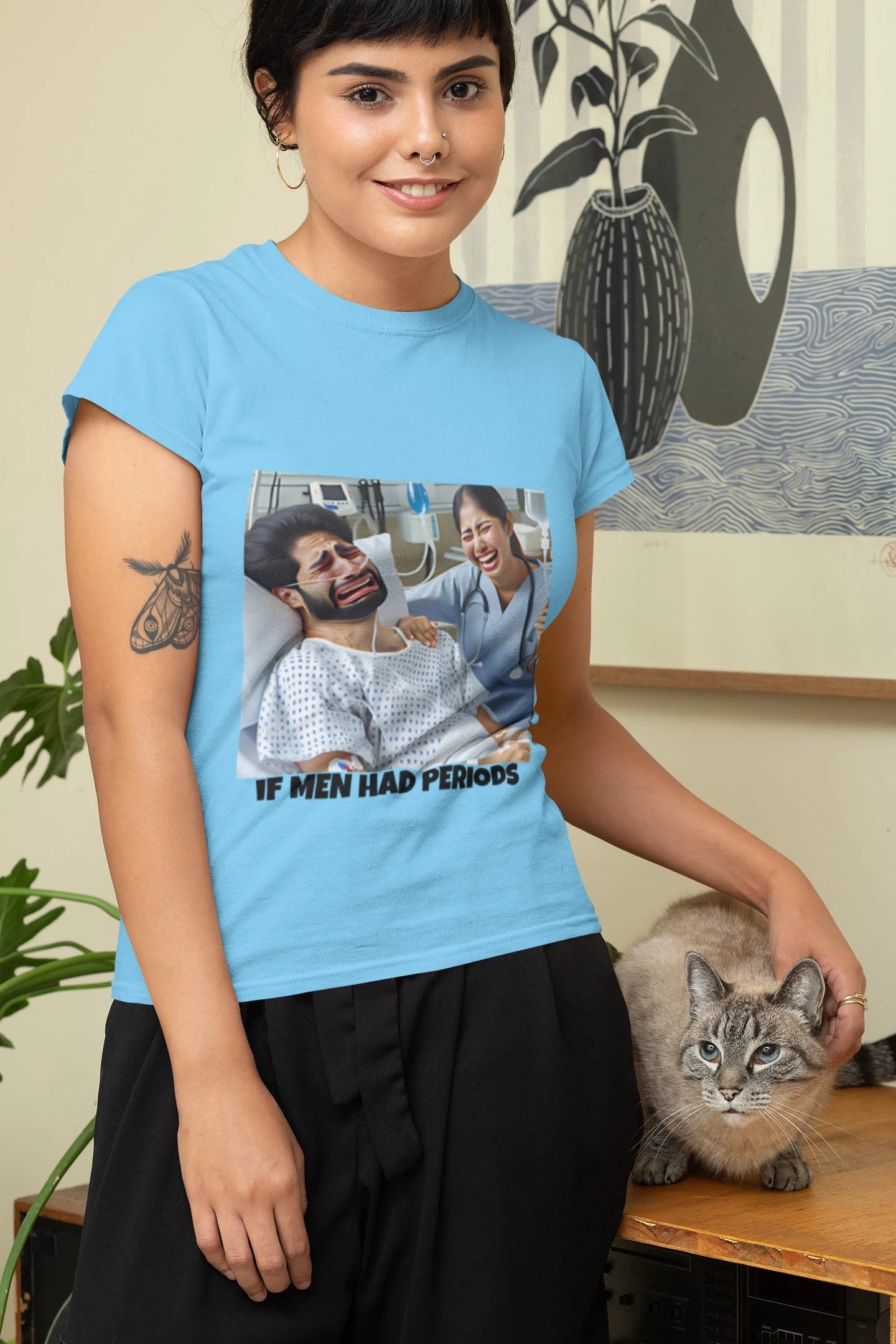 If Men Had Periods T-Shirt | Custom Cotton Slim Fit Tee for Women | Trendy Personalized Short Sleeve Shirt