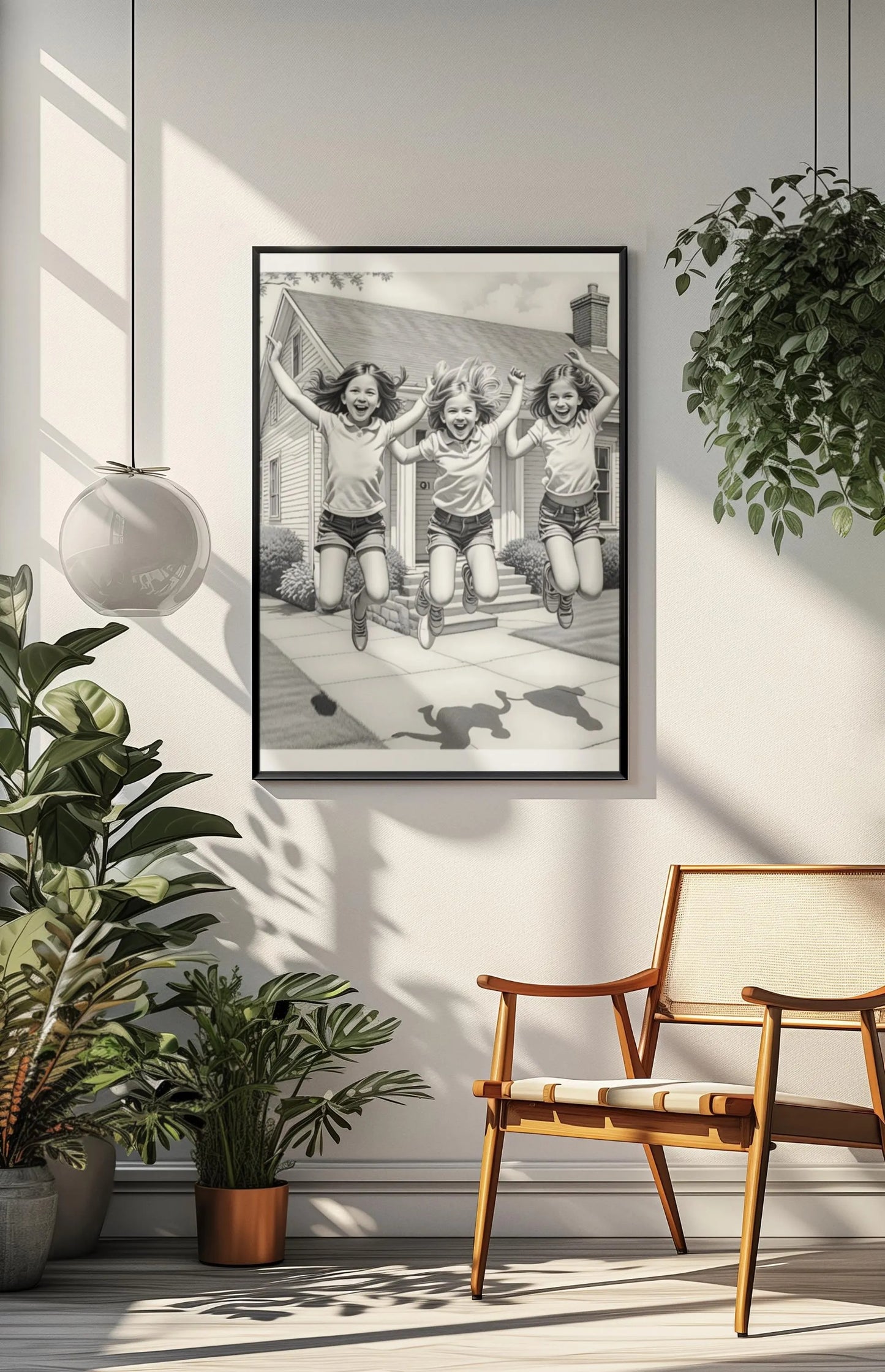 Acrylic Print of Young Girls Playing | Family Wall Art | Kids Room Decor | Playful Artwork for Home