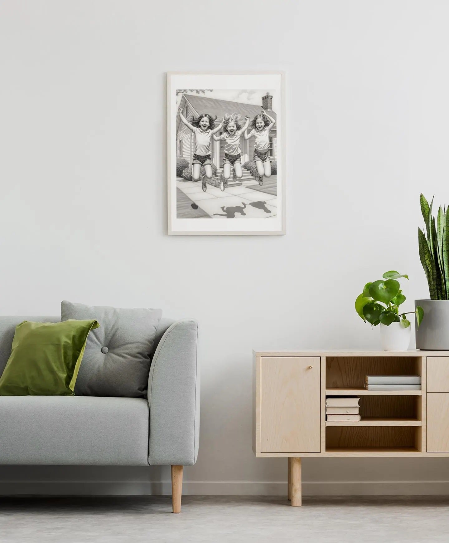 Acrylic Print of Young Girls Playing | Family Wall Art | Kids Room Decor | Playful Artwork for Home